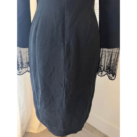 Eva Chun Women’s Size 12 Vintage Black 100% Silk Lace Sleeve Dress - Picture 8 of 9